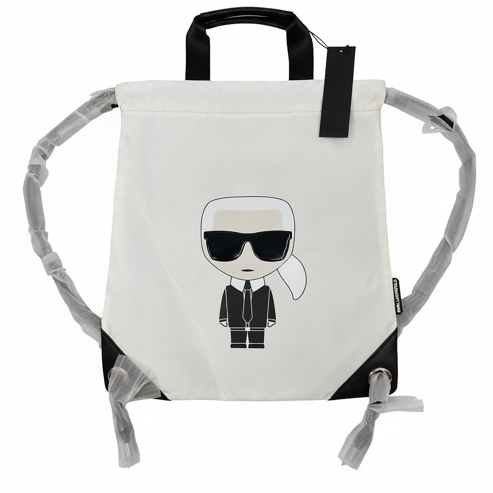 Karl Lagerfeld Ikonik Nylon Flat Drawstring Backpack | OS